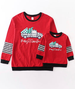 Mommy & Me Plaid Christmas Truck Top