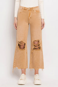 Vintage Cropped Flare Jeans - Mustard Tang