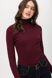 Ribbed Bodysuit - Wine
