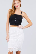 Woven Lace Pencil Skirt - White