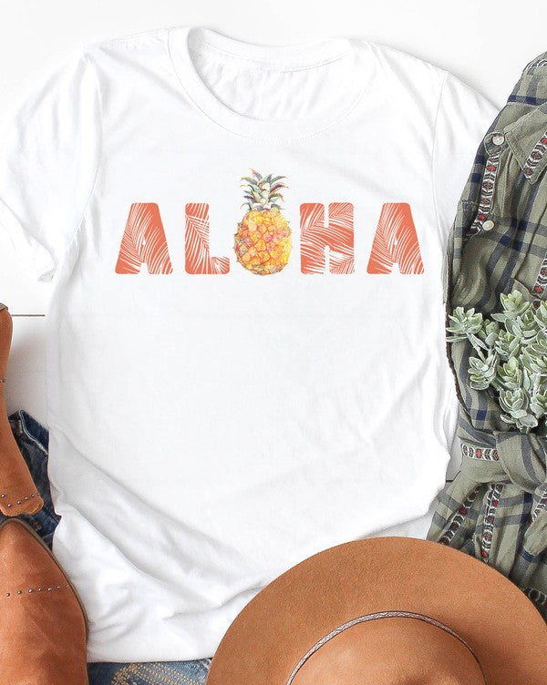 Aloha Pineapple Graphic Tee - LARGE