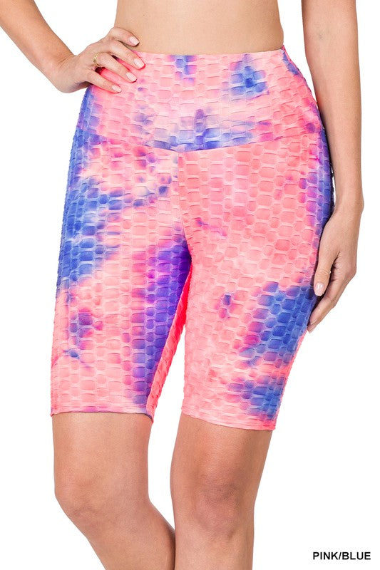 Honeycomb Biker Shorts - Pink/Blue