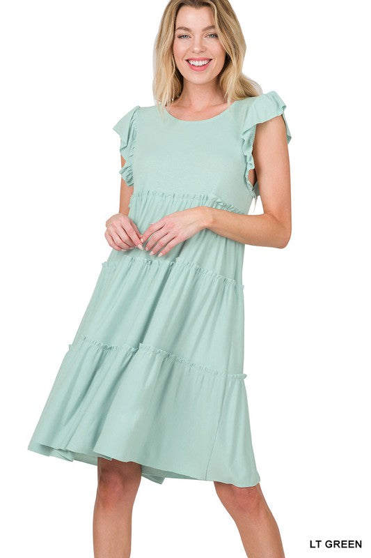 Tiered Ruffle Dress - Light Green