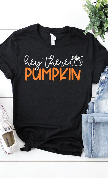 Hey there Pumpkin Graphic Tee - Black - SMALL