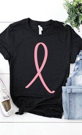 Breast Cancer Awareness Ribbon Graphic Tee (2 Colors)