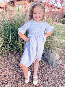 Girls Striped Smocked Dress - 7y