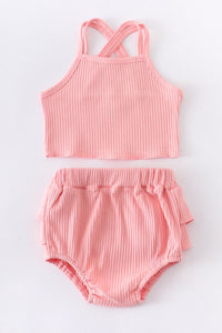 Pink Ruffle Baby Shorts Set