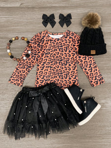 Leopard Pearl Tutu Skirt Set