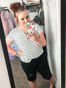 Half Button Tee - Ivory