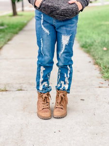 Kids Silver Sequin Denim Jeans