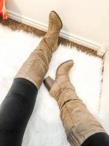 Slouchy Boots in Taupe