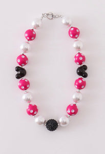 Pink White Dot Mickey Mouse Bubblegum Necklace
