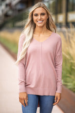 Split Front Seam Sweater - Light Rose (XS-XL)