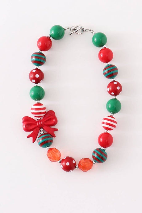 Christmas Bow Bubblegum Necklace