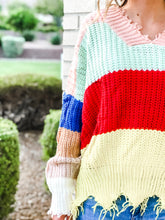 Commitment Frayed Sweater - Colorblock