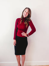 Long Sleeve Ribbed Turtle Neck in Deep Red